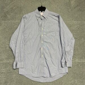 Brooks Brothers Dress Shirt Mens 16-33 Blue Good Madison Non-Iron Gingham Check